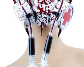Bloody Gas Mask with full Syringes Respirator
