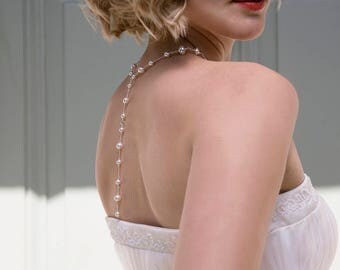 Back drop bridal necklace, back drop necklace, bridal backdrop necklace, pearl bridal jewelry - Juliet