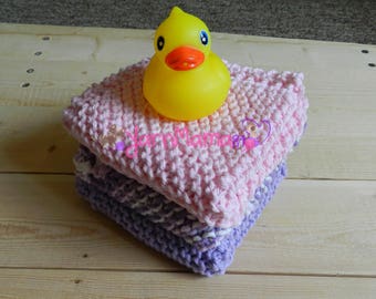 Hand Knit Washcloths Knit Cotton Dishcloths Set of 4 Color