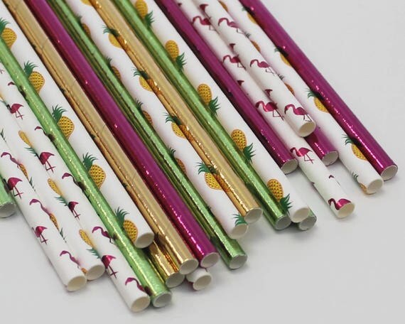 Tropical Beach Party, Flamingo Paper Straws, Pineapple and Flamingo Decor, Teen Pool Party, Flamingo Baby Shower, Hawaiian 1st 2nd Birthday Il_570xn