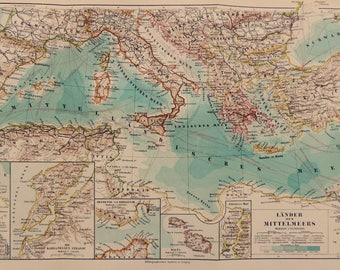 Mediterranean map | Etsy