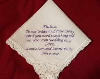 Flower Girl Handkerchief - Something Blue Handkerchief - Flower Gril Hankie - Junior Bridesmaid - Flower Girl Hankie - Flower Girl Gift
