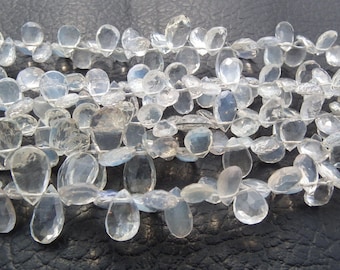 Stunning 9" Strand AAAA Super Finest-Natural Ceylon Moonstone Faceted Pear Shape Briolette-Beautiful Gem Quality 11-7mm