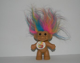 Vintage Russ Rainbow Hair Troll Doll 4"