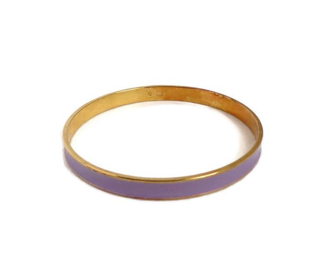 Monet Purple Enamel Bangle - Vintage Gold Tone Lavender Skinny Bangle Bracelet