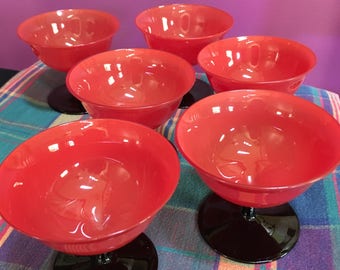 Vintage Red Glass Dessert Cups