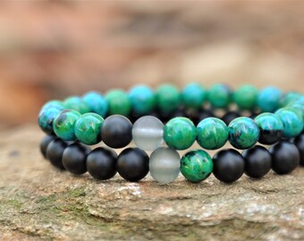 Couples Bracelet Anniversary Gift For Her Chrysocolla Bracelet Missing Piece Bracelet Long Distance Relationship Bracelet Girlfriend Gift