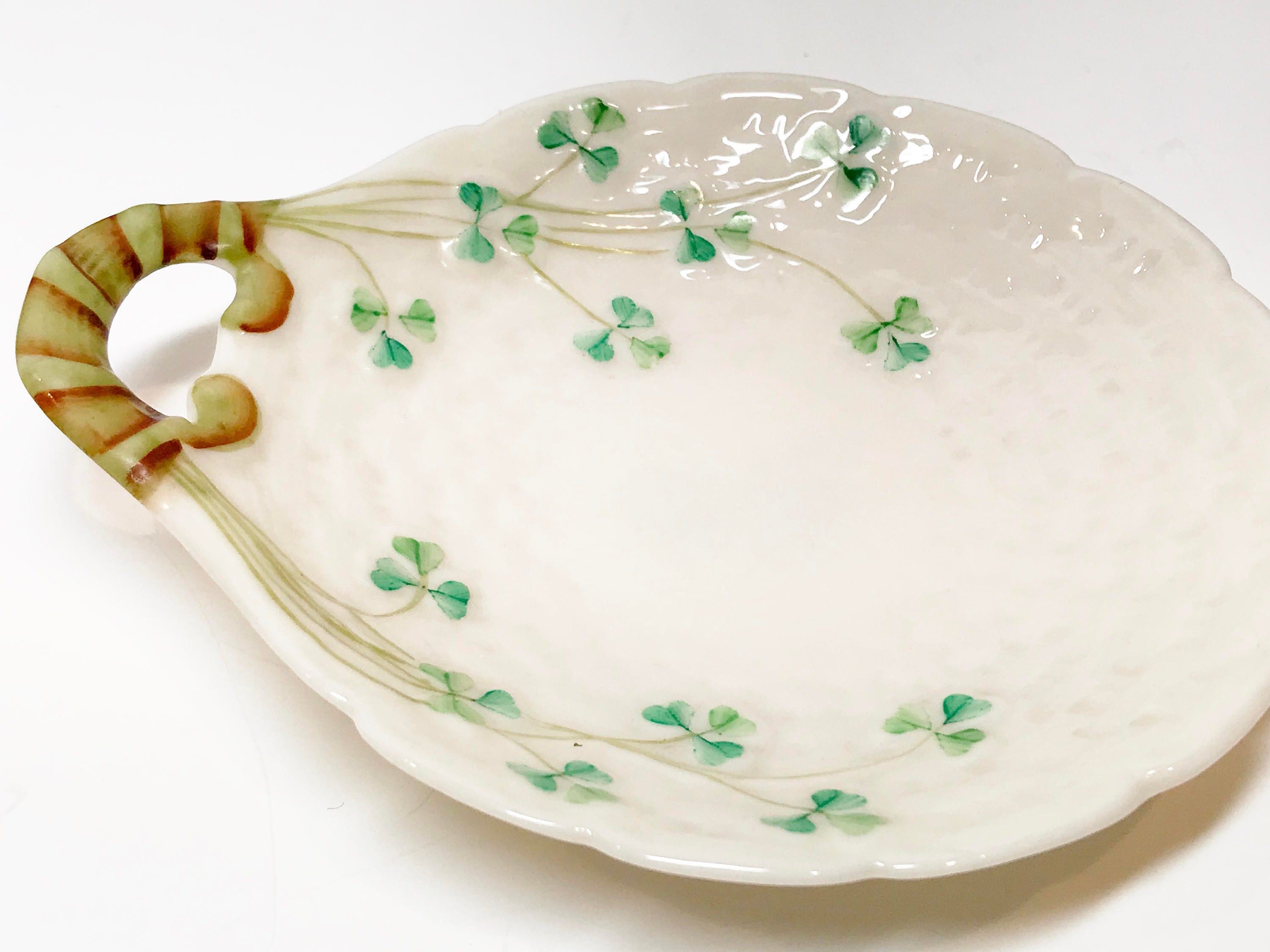 SOLD, Reserved for SR, Another Belleek Shamrock Ware Butter Plate