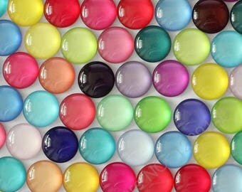 X 6 plain mix color 12mm Cabochons