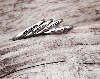 2mm Stacking Rings - Personalized Name Rings - Stackable Bands - Mom Rings - Personalized Name Band Stacking Rings - Stainless Steel Ring -
