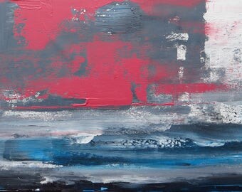 36" x 18" ORIGINAL ABSTRACT PAINTING,expressionist Landscape, Large painting, Acrylic on canvas