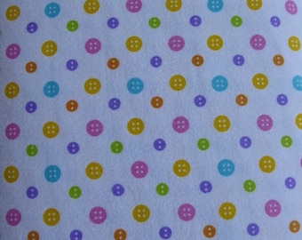 Summer Sale- Cotton Flannel Fabric, RicRac Paddywack~Multicolor Buttons by Henry Glass, Fabric, By the Yard, FL145