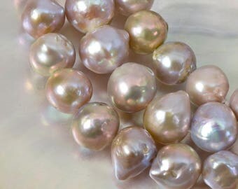 412 ct Kasumi Multi-Color FRESHWATER PEARLS 16.1 inch STRAND Nucleated Baroque