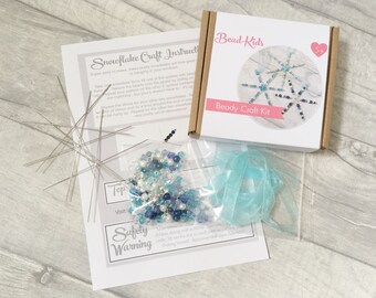 DIY Snowflake Making Kit - beaded snowflake Christmas ornaments, easy kids Xmas craft, tree decorations, stocking filler