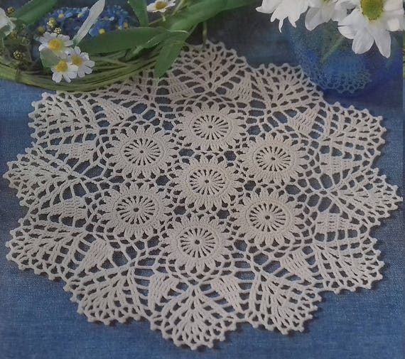 Hand crochet doily cotton lace home décor vintage crochet pattern 10 inch cozy house antique style