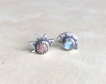 Image result for pair of earrings one moon one sun