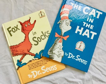 Vintage Dr. Seuss Books set of two Fox in Socks, The Cat in the Hat