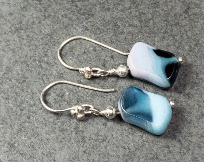 Blue tabular Sterling silver earrings - Tabular earrings - blue rectangular earrings - blue earrings -blue tabular earrings