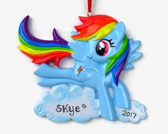 30% OFF SALE - Rainbow Dash Personalized Ornament - My Little Pony - Hand Personalized Christmas Ornament