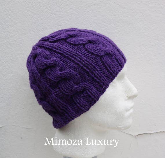 Purple Men's Beanie hat, Hand Knitted Hat in purple beanie hat cap, knitted men's, women's beanie hat, winter beanie, purple ski hat