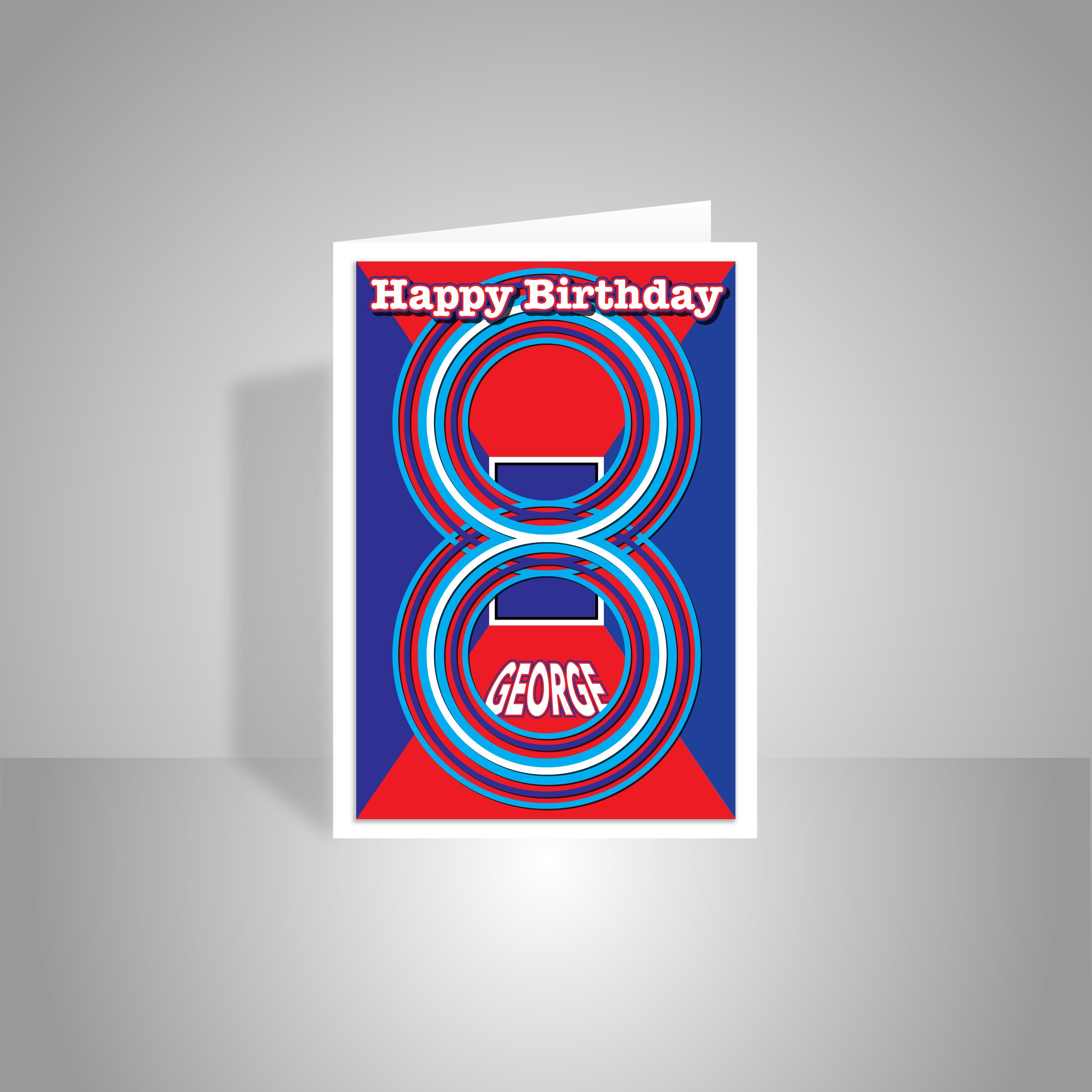 personalised 8th birthday card edit name happy birthday