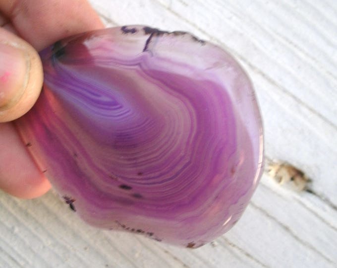 Polished Purple Agate, pendant bead, banded agate, freeform shape, high polish, light shows through, focal, jewerly stones, crafting supply