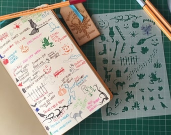 Bullet Journal Stencil, Halloween, mylar planner stencil, Trick or Treat stencil, for Organisers, Filofaxes, Notebooks & Stationary Stencil