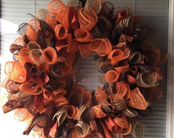 Fall deco mesh wreath