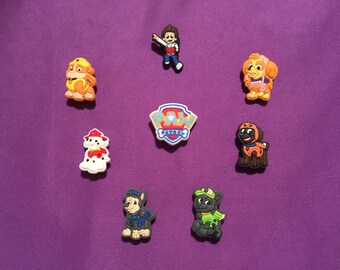 8-pc Paw Patrol Shoe Charms for Crocs, Silicone Bracelet Charms, Party Favors, Jibbitz