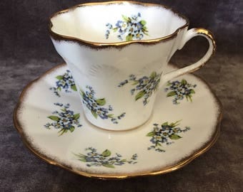 Vintage Sandringham blue forget me not flower tea cup 2008 teacup