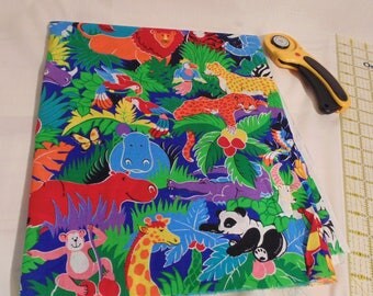 BRIGHT Jungle print fabric 56" X 44"