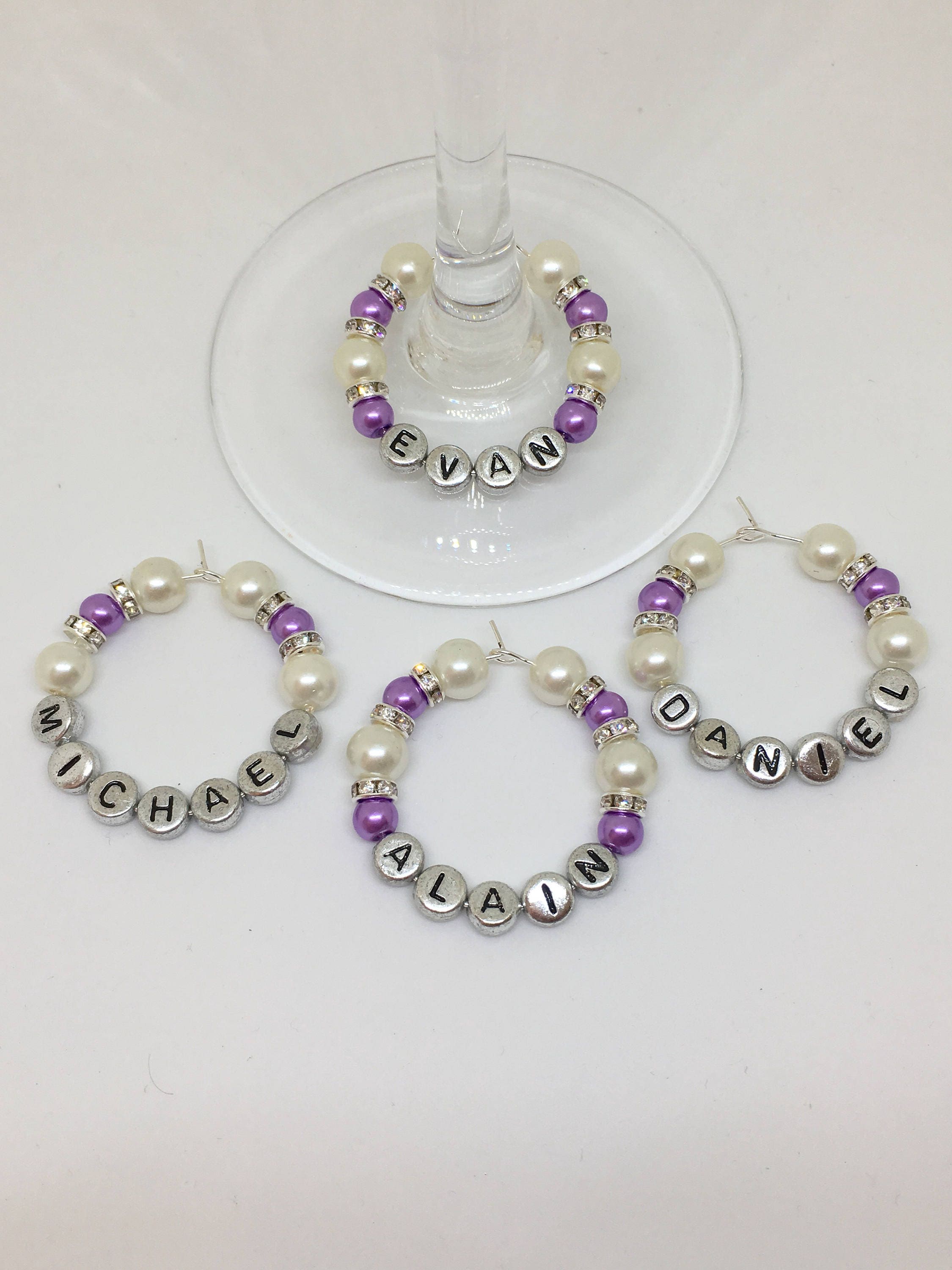 Personalised wine glass charms wedding favours glass charms