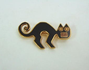 Vintage Brooch - Metropolitan Museum of Art - Black Cat - Gold Tone - From 1985