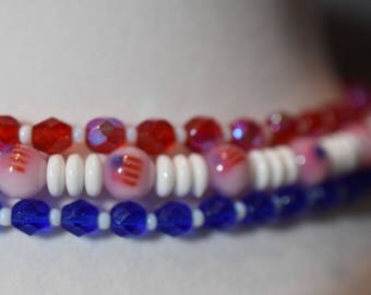 Tri-strand patriotic choker