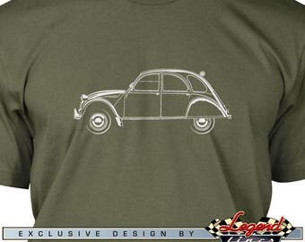 Citroen 2CV Deux Chevaux T-Shirt for Men - Lights of Art - Multiple colors available - Size: S - 3XL - Great French Classic Car Gift