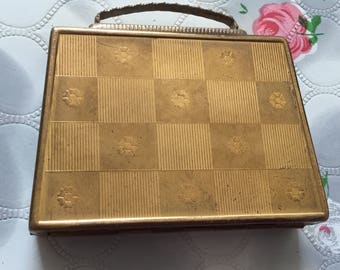 Mascot musical compact vintage Mascot ASB suitcase compact mirror vintage powder compact gift for her Thorens music box vintage compact 1950