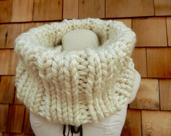 Chunky Knit Scarf Cowl Neck Warmer Cream Scarf