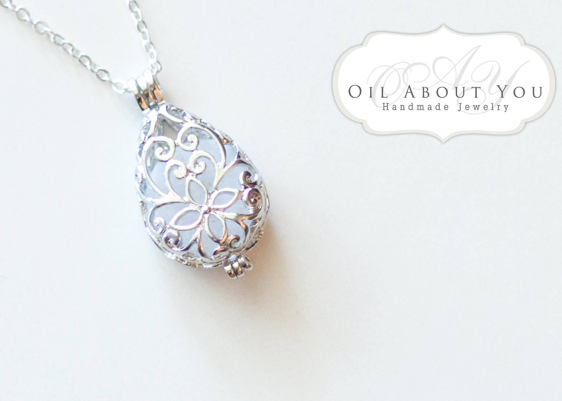 Essential Oil Diffuser Necklace Diffuser Rhodium Aromatherapy