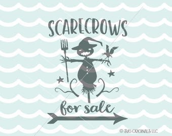 Scarecrow SVG Fall SVG File. Cricut Explore & more. Scarecrows For Sale Halloween Fun Sign Fall Autumn SVG