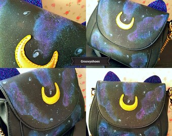 Sailor moon Luna bag. Galaxy bag. Cat bag. Unique bag. Moon bag