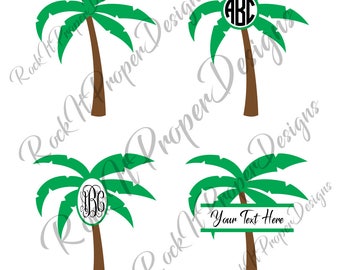 Palm Tree Summer Beach Monogram DIGITAL files - scrapbooking, card making, decals, stickers, heat transfer vinyl & more! SVG and PNG Files.