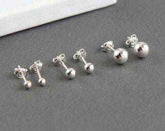 Sterling Silver Ball Earrings, Ball Earrings, Silver Stud Earrings, Tiny Ball Earrings, Silver Dot Earrings, Little Silver Ball Earrings