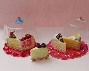 1:6 Cheesecake Slices Handmade Miniature Cake, Barbie Silkstone 1/6 scale Playscale Food Mini Collector Gift