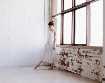 The MARGOT Dress / Vintage 1960s Lorrie Deb Ballerina Dress / White Brocade / Chiffon Dress / Petite Danseuse Collection / XS/S
