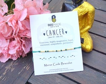 CANCER Morse Code Bracelet for best friend birthday Cancer sign Zodiac Bracelets for Christmas Gift Stocking Stuffers stocking fillers