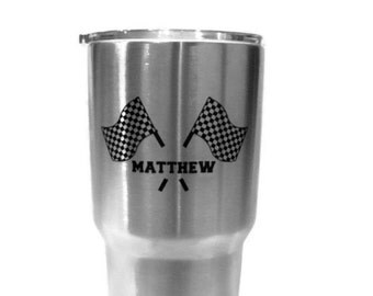 Race flag for Yeti, Yeti decal for men, Nascar decal, NHRA decal sticker, personilized racing decal, Personilized decal for Yeti, Monogram