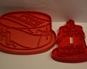 Birthday Cake and Birthday Candle Red Plastic Cookie Cutters