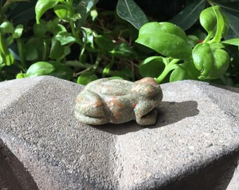 Sea Jasper Frog, Stone Frog, Sea Jasper Figurine, Crystal Figurine