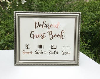 Rose Gold Foil Polaroid Guestbook Wedding Sign, Elegant, Unique, Chic, Bridal, available in gold, copper, rose gold, or silver