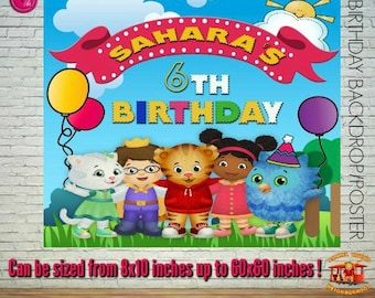 Personalized Daniel Tiger Birthday Printable Poster, Daniel Tiger Backdrop, Daniel Tiger Birthday Sign Printable, from 8x10 up to 60x60 in.